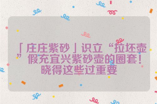 「庄庄紫砂」识立“拉坯壶”假充宜兴紫砂壶的圈套!晓得这些过重要