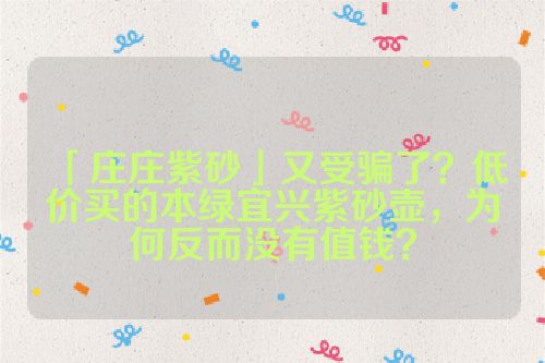 「庄庄紫砂」又受骗了?低价买的本绿宜兴紫砂壶,为何反而没有值钱?